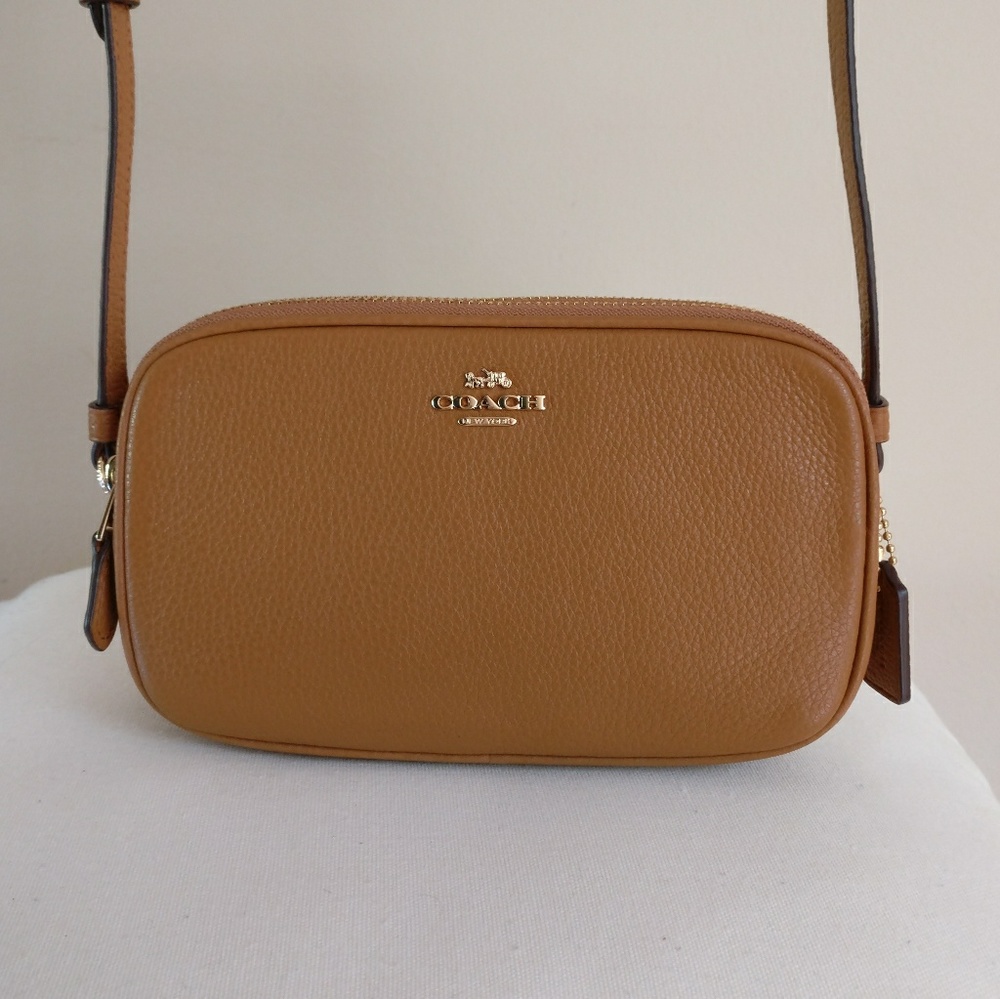 Coach Leather Crossbody Double Zip Camera Bag